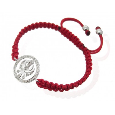 Khanda Bracelet in 92.5 Silver studded with Diamonds